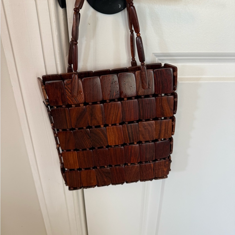 Elegant Wooden Beaded Shoulder Bag